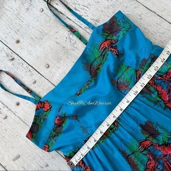 J.Crew tiered turquoise lobster print midi dress shop@iamwarrior - Picture 6 of 15